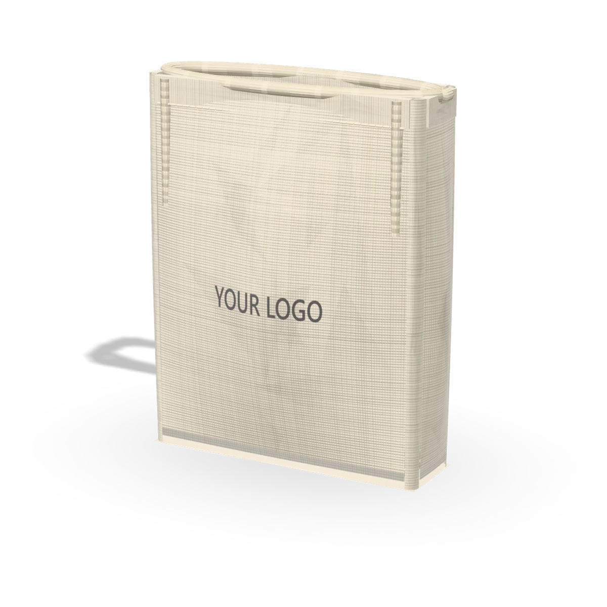 Cotton Drawstring Pouch — 18 × 14 × 4 cm shown with a YOUR LOGO print