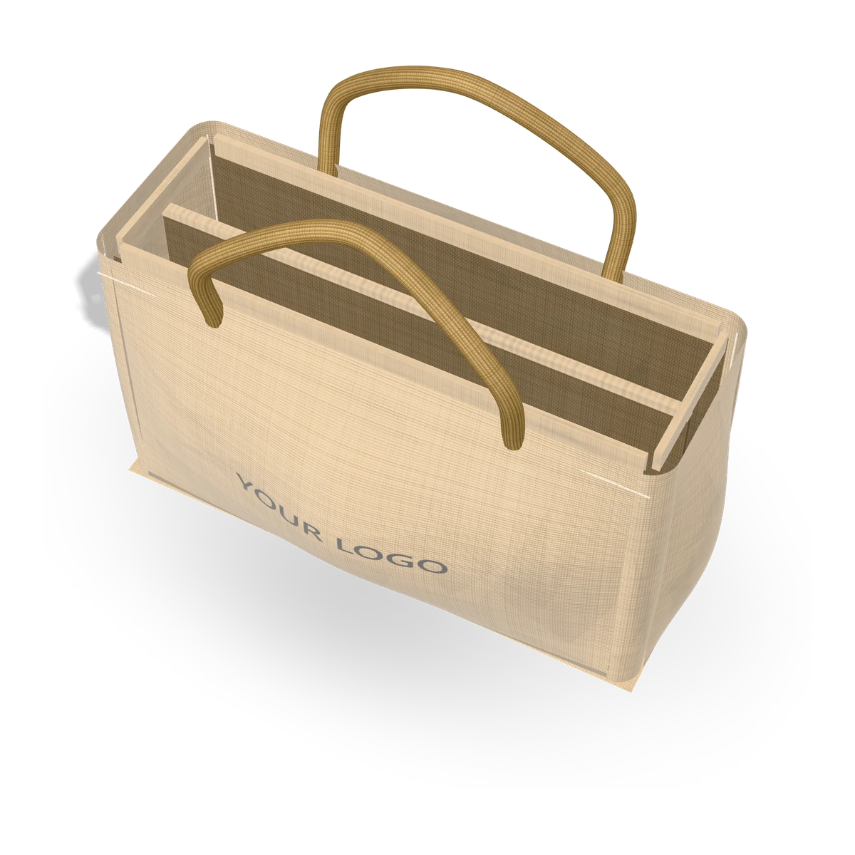 Three-Jar Bag — 20 × 34 × 12 cm shown with a YOUR LOGO print